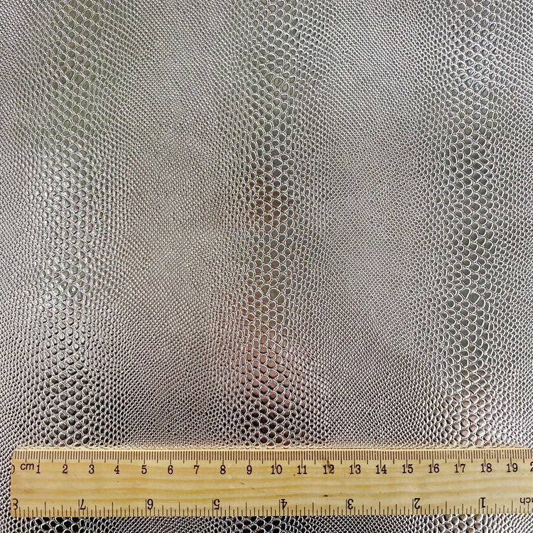 Foiled Snake Faux Leather - Fine Pattern - Silver