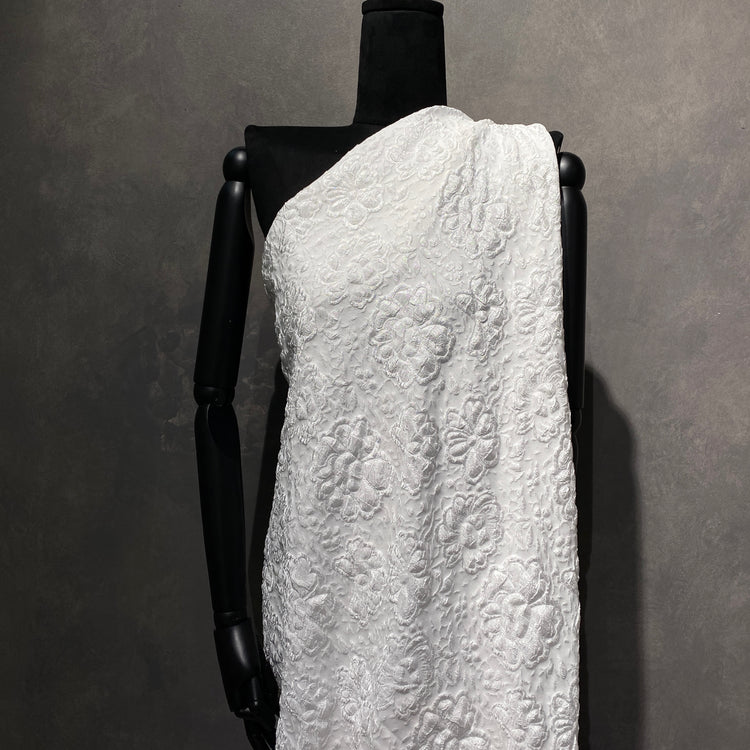 Raised Rose Jacquard - White