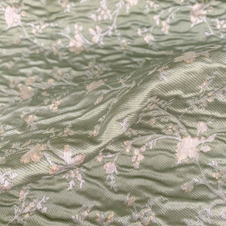 Floral Blossom Brocade - Metallic - Gold/Sea Green