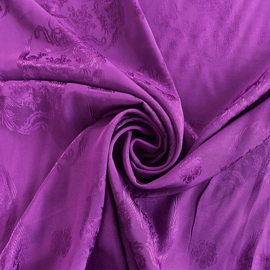 Floral Phoenix Silk/Cotton Damask - Purple