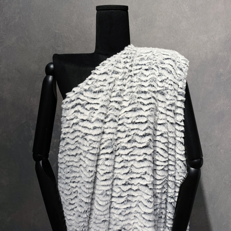 Ripple Striped Faux Fur - White/Black