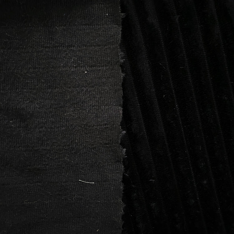 Pelted Striped Faux Fur - Short Pile -  Black