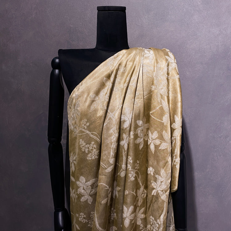 Botanical Stone Washed Satin Jacquard - Old Gold