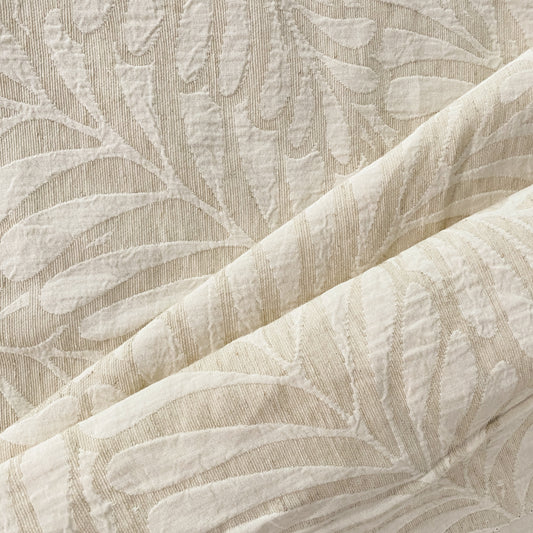 Fern Leaf Linen Cotton Matelassé Jacquard - Undyed / Natural