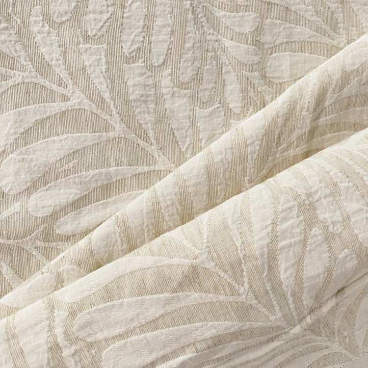 Fern Leaf Linen Cotton Matelassé Jacquard - Undyed / Natural