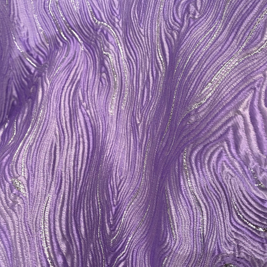 Contour Wave Motif Brocade - Metallic - Lavender/Pale Lavender/Silver