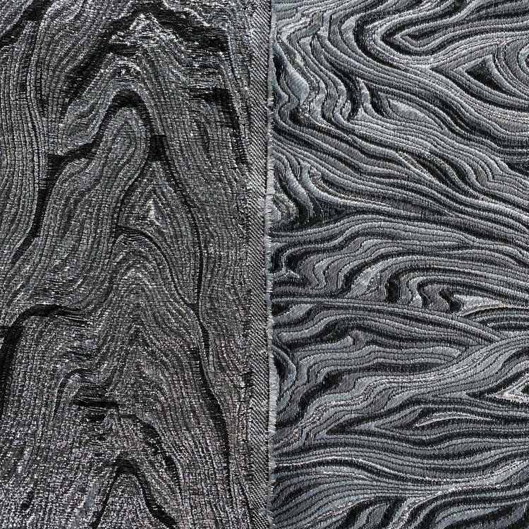 Contour Wave Brocade - Grey/Silver Metallic
