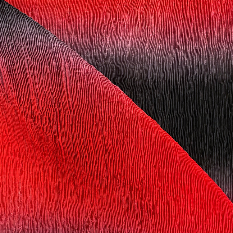 Gradient Plisse Organza - Red / Black