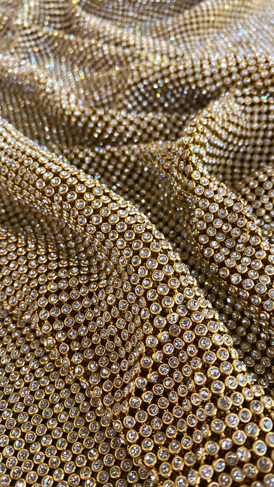 Rhinestone Mesh - Gold/Crystal