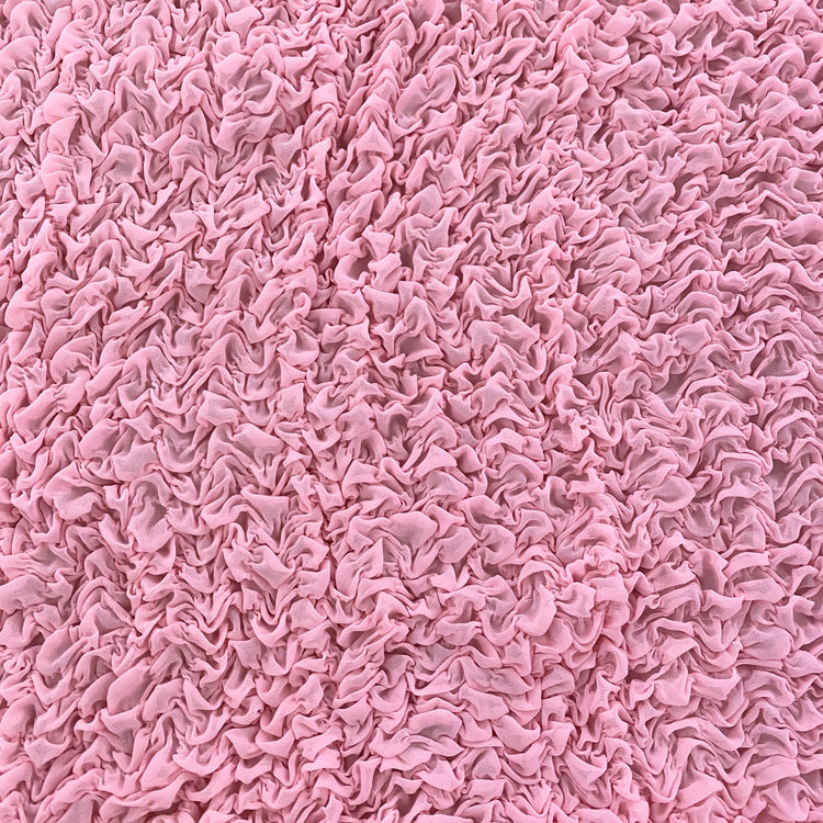 Grid Smocked Chiffon - Pink