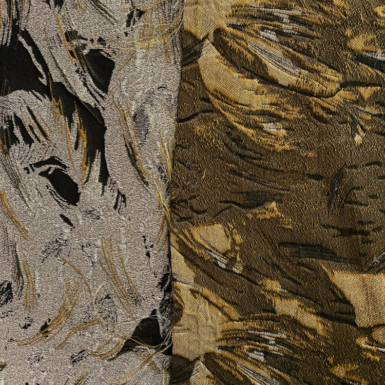 Abstract Impasto Paint Metallic Brocade - Light Gold / Dark Umber