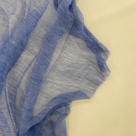 Crinkled Sheer Silk Chiffon - Cornflower Tonal