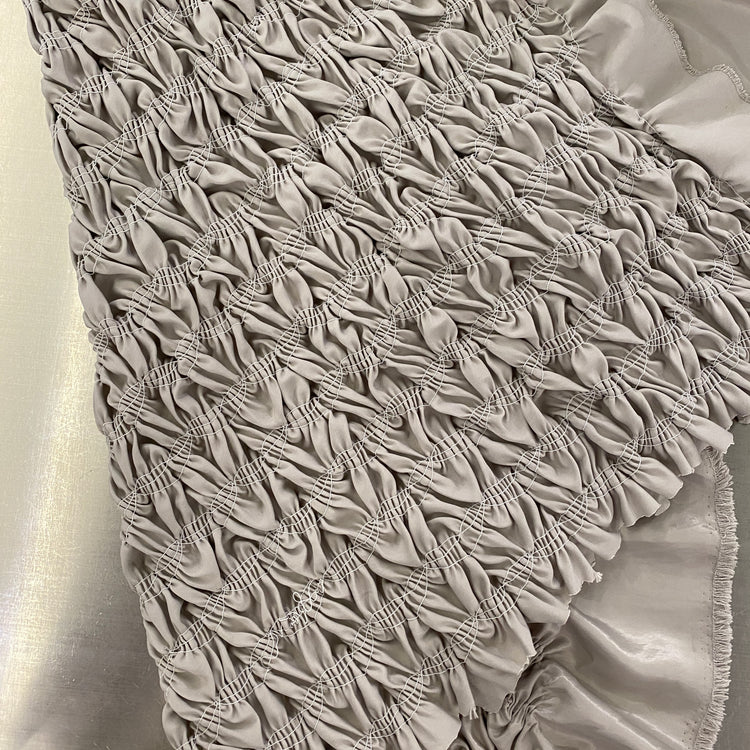 Chevron Wave Smocked Shirred Satin - Gainsboro Grey
