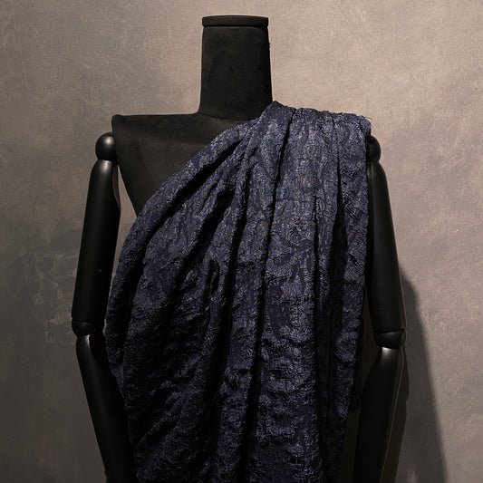 Crinkle Textured Cloqué - Navy / Midnight Blue