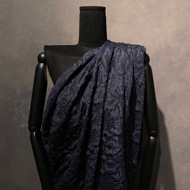 Crinkle Textured Cloqué - Navy / Midnight Blue