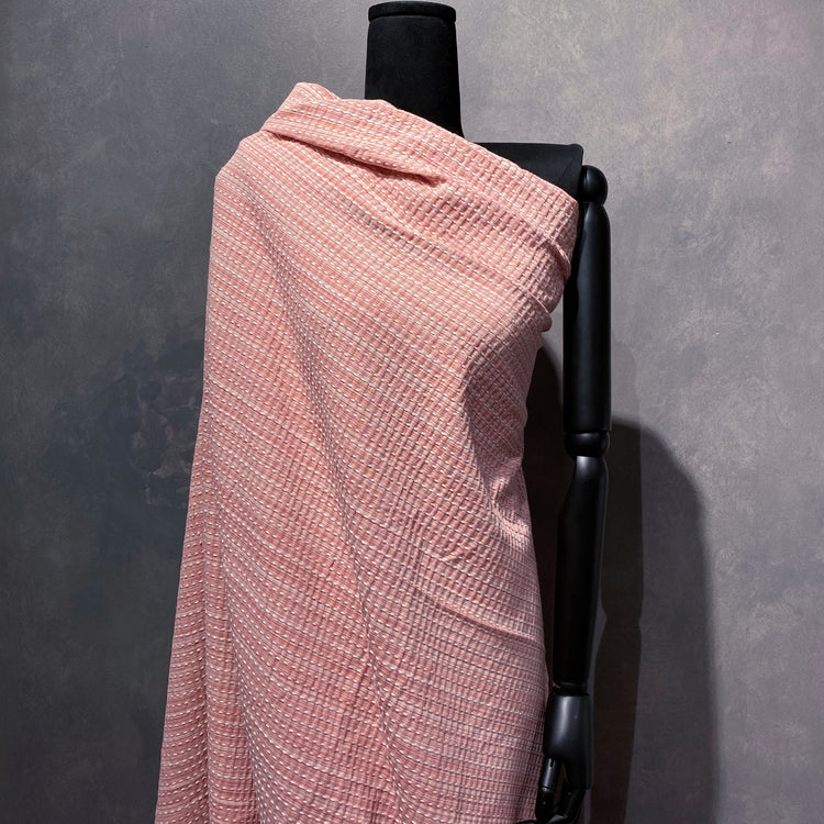 Sashiko Boro Yarn Stripe Cotton - Light Pink