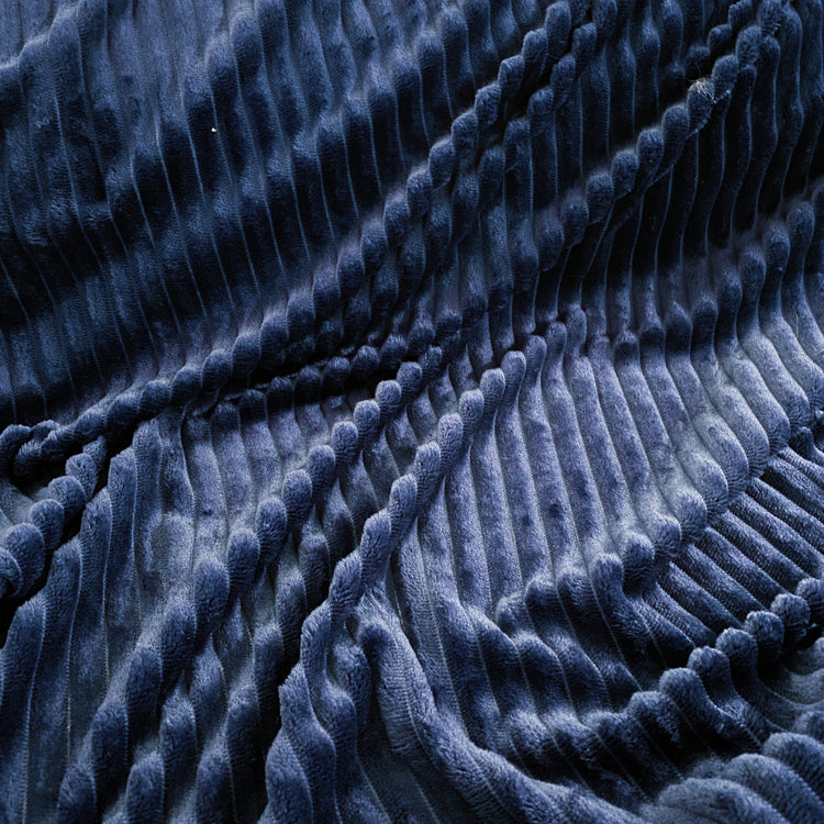 Pelted Striped Faux Fur - Short Pile - Navy