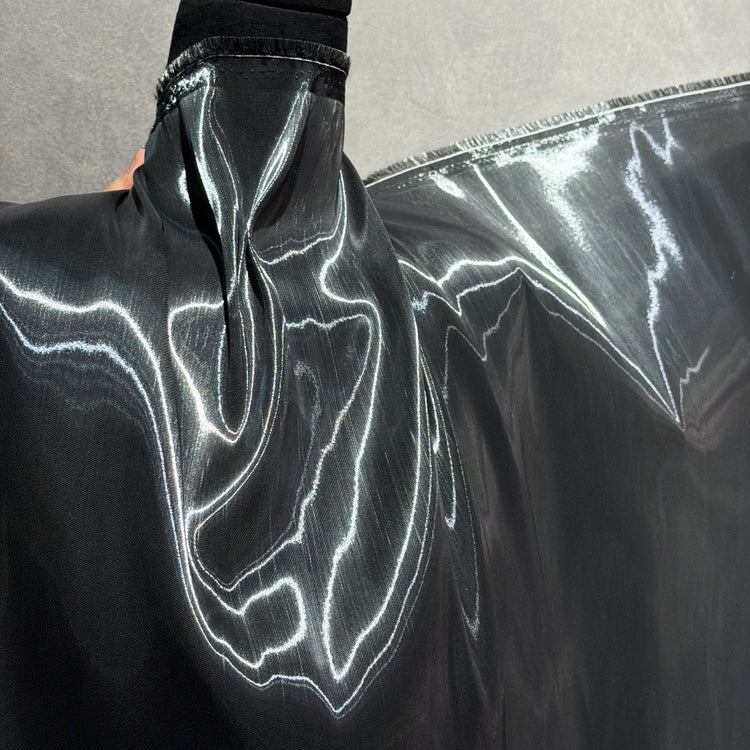 Fabric Lab Exclusive - Satin Backed Liquid Shimmer - Gunmetal