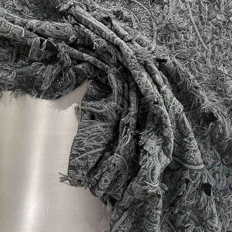 Chenille Cotton Fringe Tapestry Jacquard - Grey
