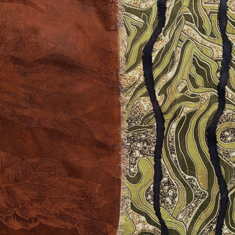 Nephrite & Ochre Double Printed Satin Jacquard - Yellow Green / Olive Drab