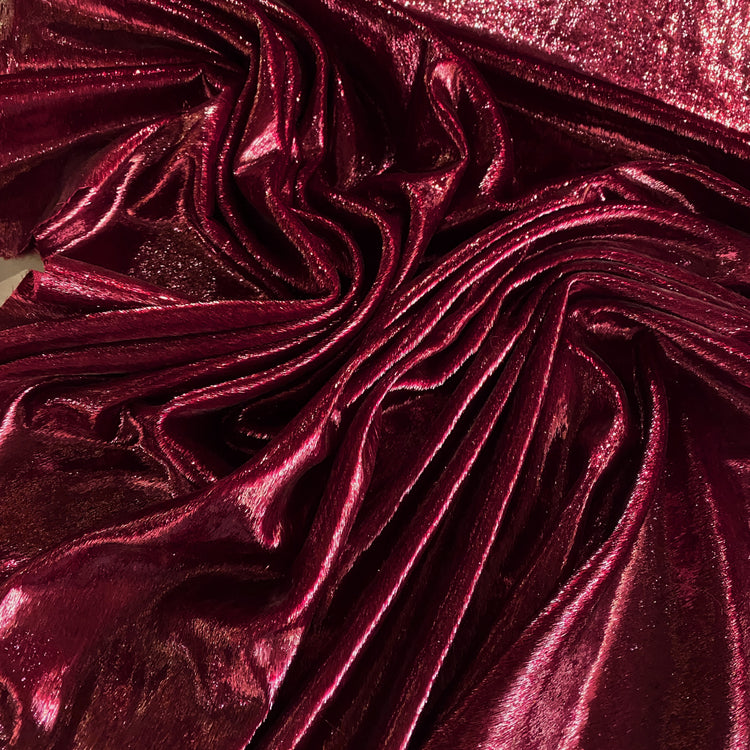 Brushed Metallic Long-pile Velvet - Cherry