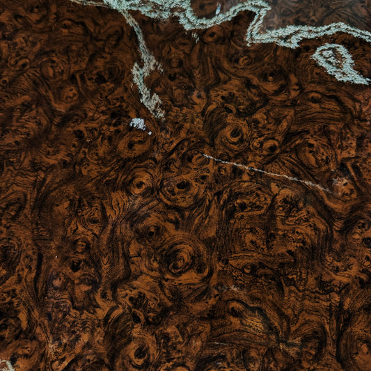 PVC - Laminated Swirl Vein Marble Print - Burnt Sienna/Black