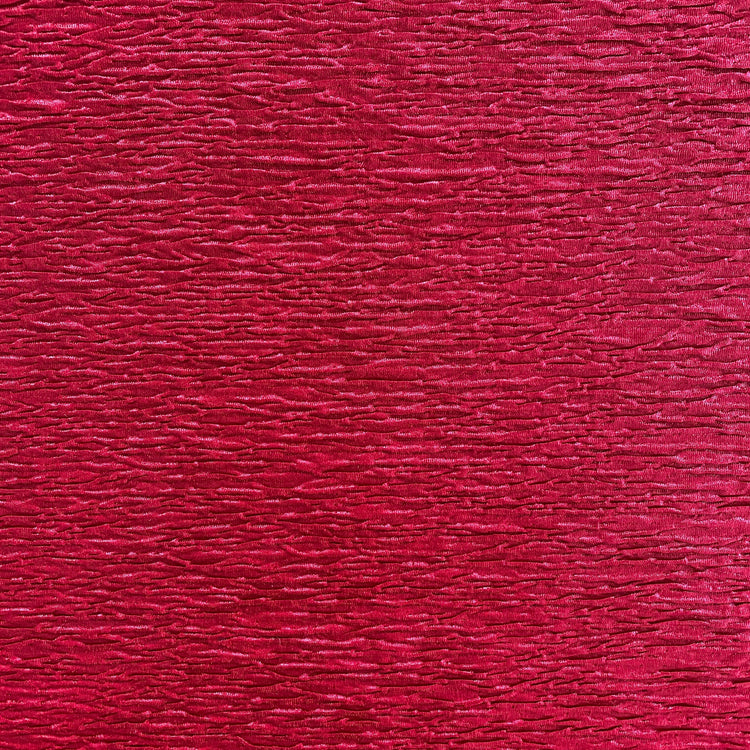 Woodgrain Plisse Matelassé Satin - Crimson