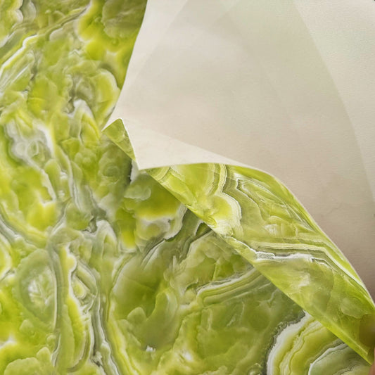 PVC - Crystal Grain Marble Print - Yellow Green/White