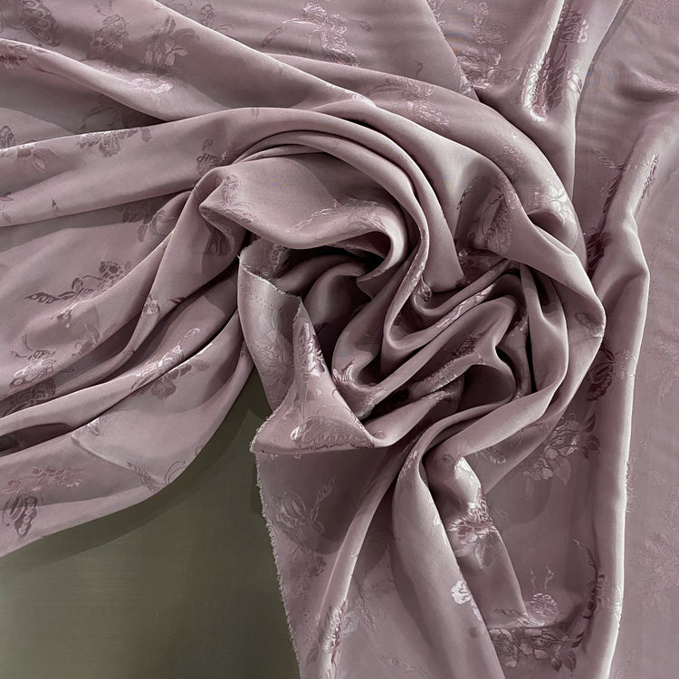 Butterfly Blossom Silk/Cotton Damask - Thistle