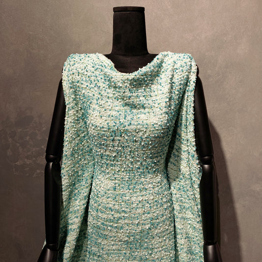 Chenille Boucle Tweed Knit - Teal / Aquamarine / White