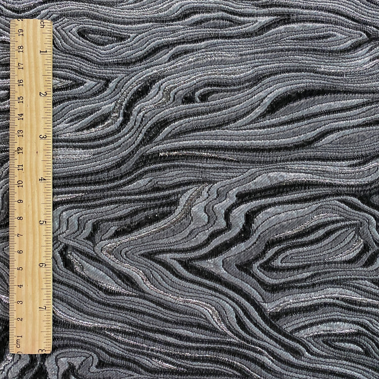 Contour Wave Brocade - Grey/Silver Metallic