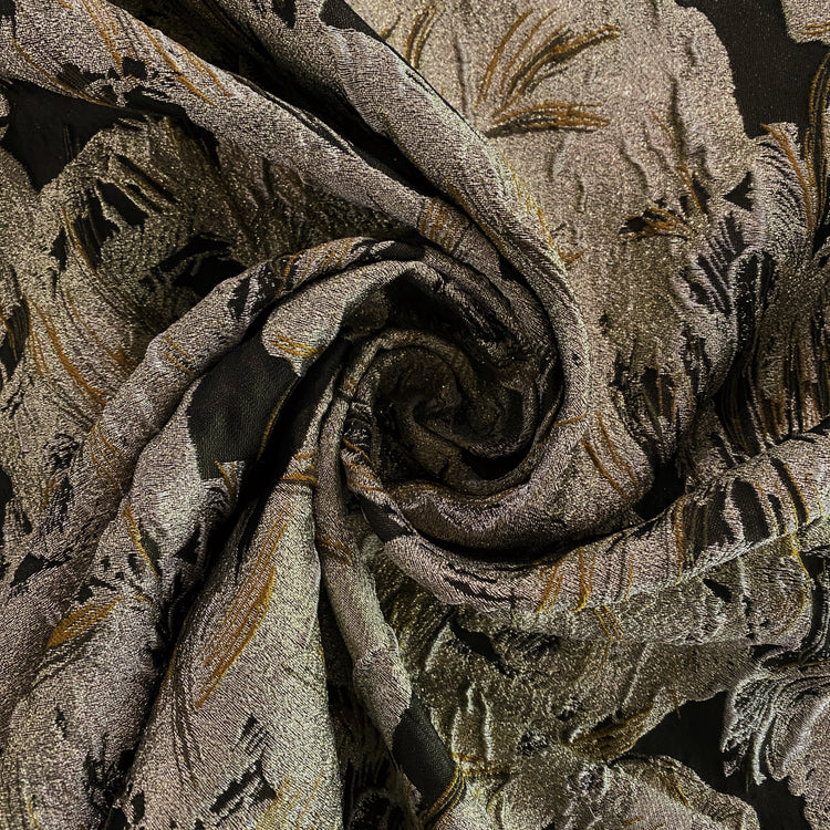 Abstract Impasto Paint Metallic Brocade - Light Gold / Dark Umber