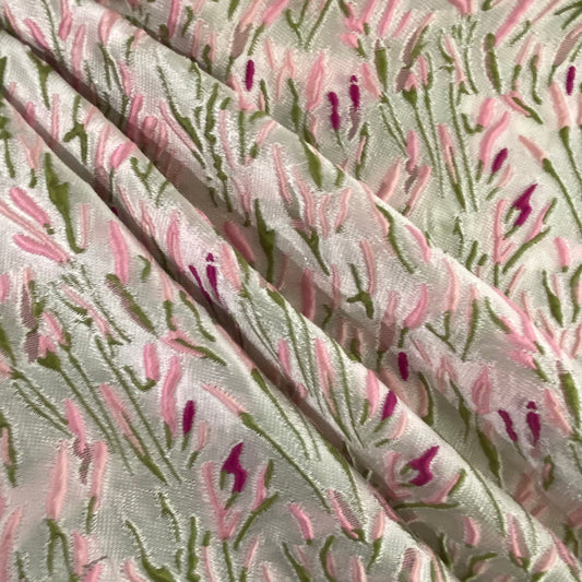 Bulrush Flower Jacquard - Spring Green/Pink