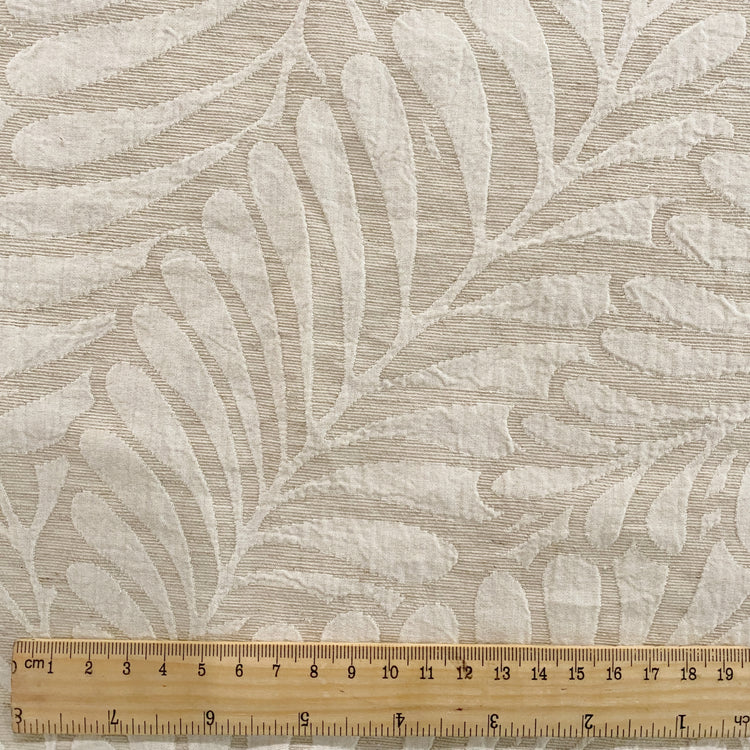 Fern Leaf Linen Cotton Matelassé Jacquard - Undyed / Natural