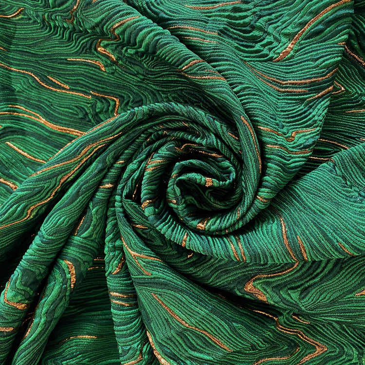 Contour Wave Brocade - Copper Metallic/Dark Green