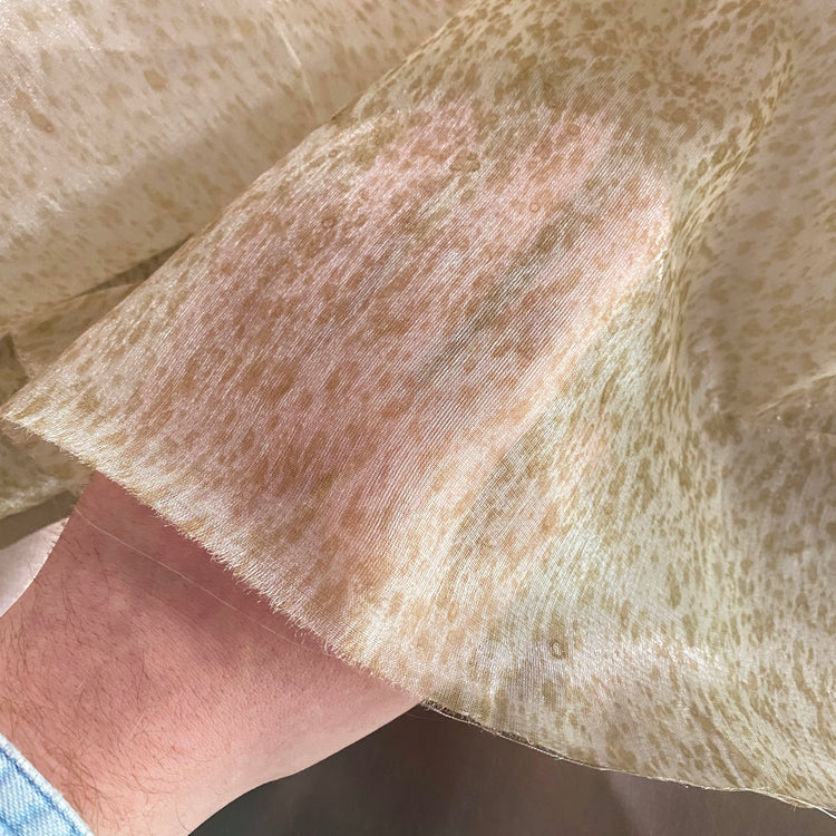 Speckle Stained Shimmer Organza - Antique White / Tan