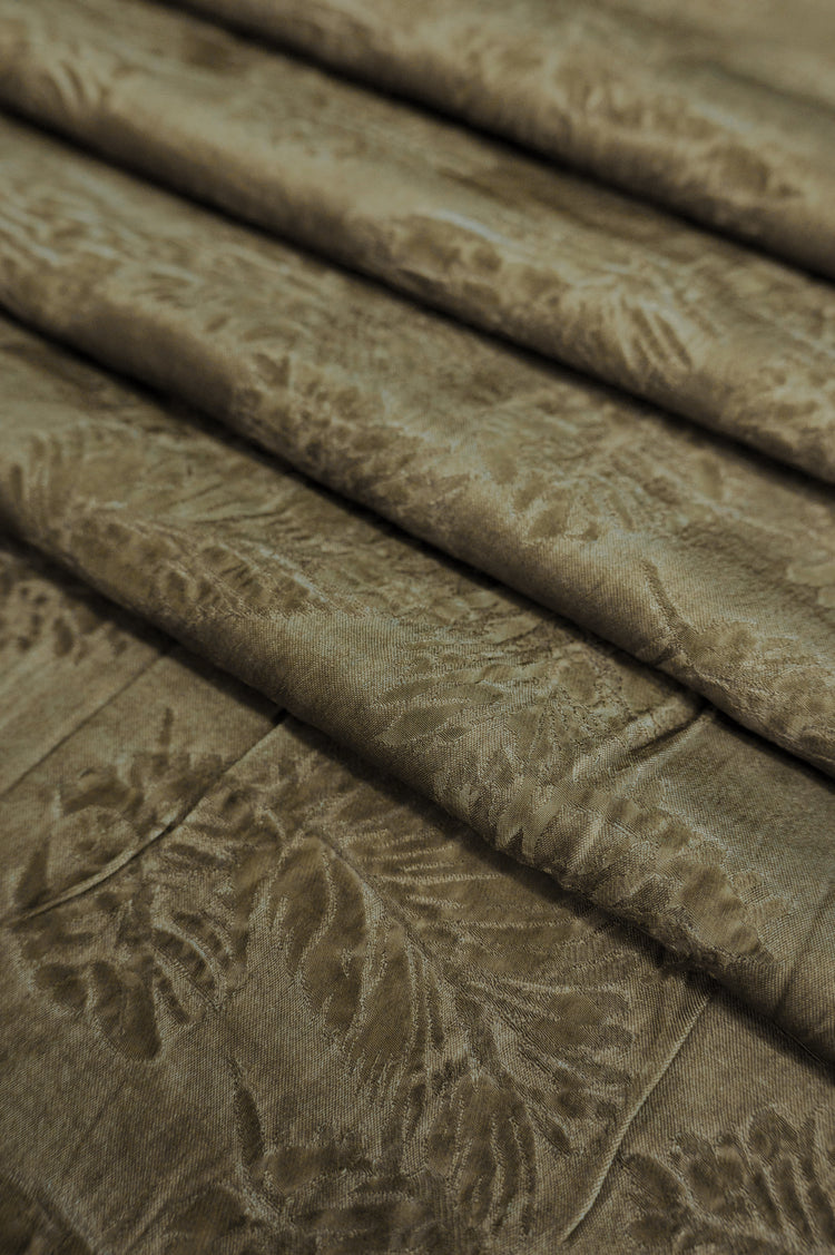 Palm Fronds Silk & Viscose Damask - Burly Wood