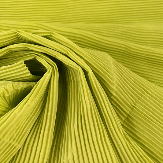 Accordion-Pleated Taffeta - Yellow Green