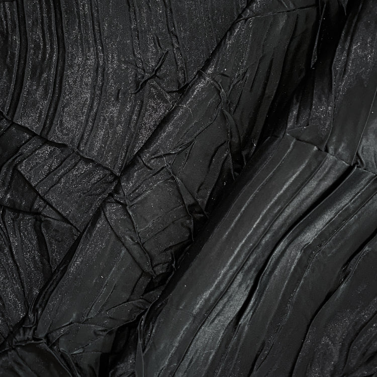 Irregular Pleat Bonded Satin - Black