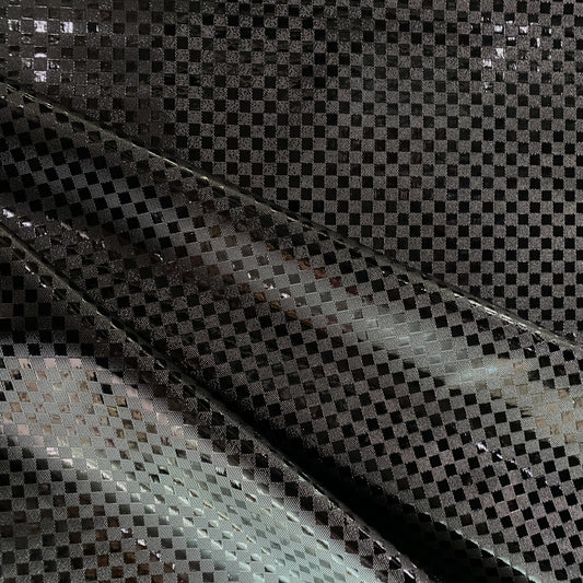 Patent Checkerboard Faux Leather - Black