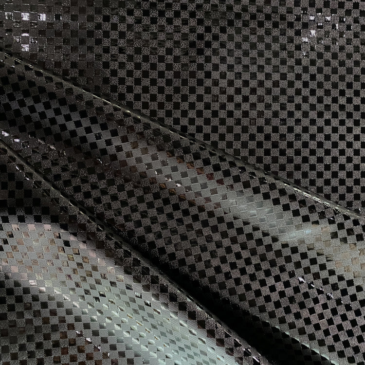 Patent Checkerboard Faux Leather - Black