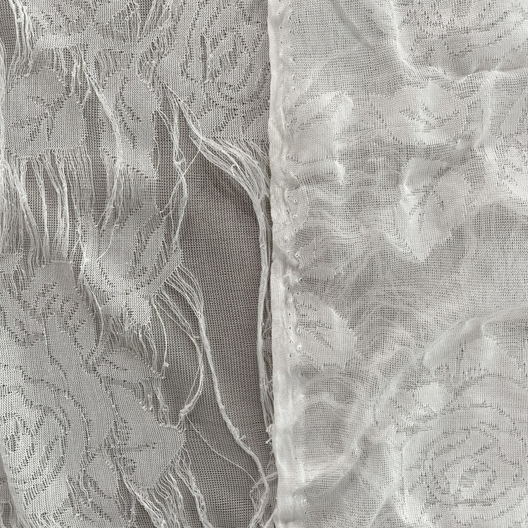 Grunged Rose Tricot Lace - Sheer - White