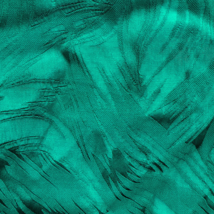 Abstract Brushstrokes Silk/Viscose Damask - Sea Green