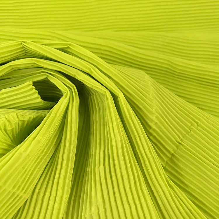 Accordion-Pleated Taffeta - Green Yellow