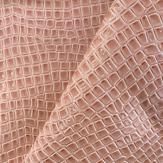 Patent Crocodile Faux Leather - Large Pattern - Light Coral