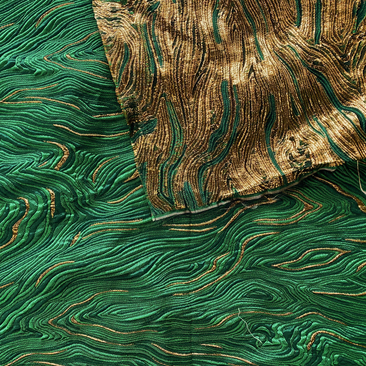 Contour Wave Brocade - Copper Metallic/Dark Green