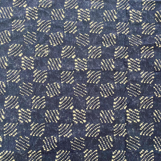 Shibori Checkerboard Cotton Jacquard - Denim
