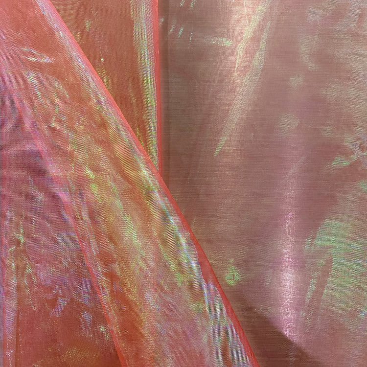 Holographic Organza - Salmon Red / Iridsecent