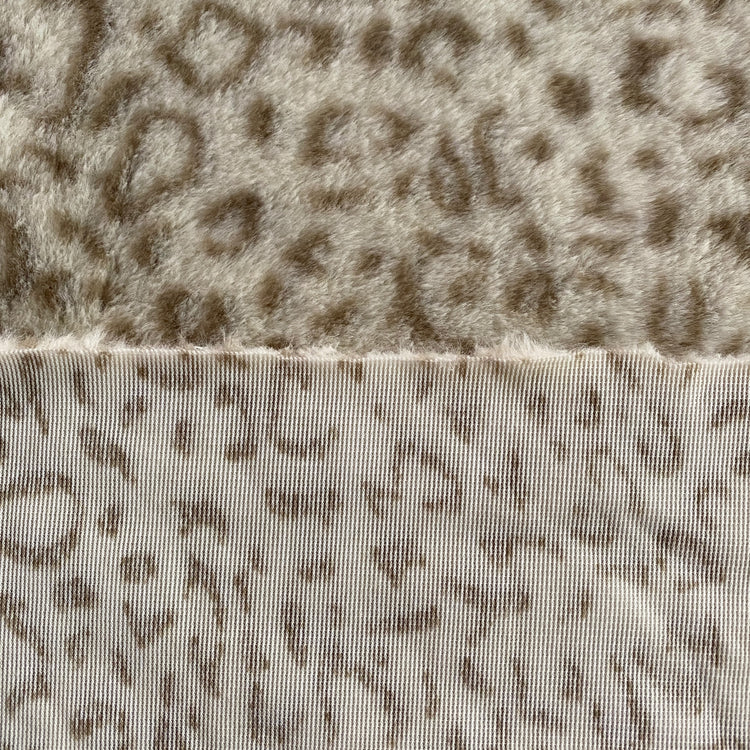 Faux Leopard Fur - Short Pile - White/Olive