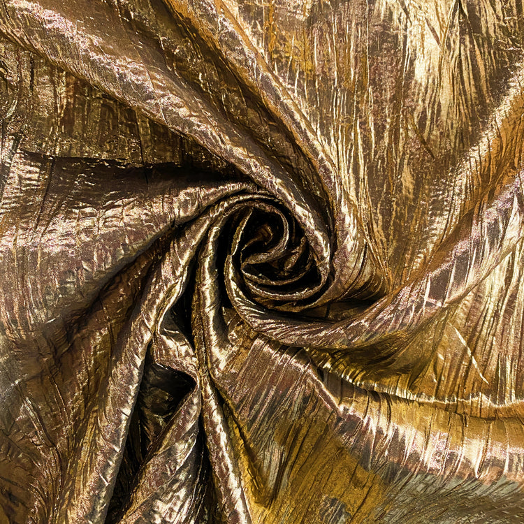 Creased Metallic Coated Chiffon - Gold